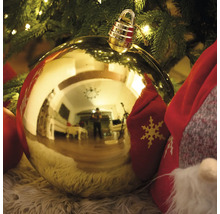 Glob de Crăciun auriu cu suport deasupra pomului de Crăciun