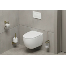 WC suspendat cu acționare a rezervorului, suport pentru hârtie igienică și set de perie pentru WC în baie