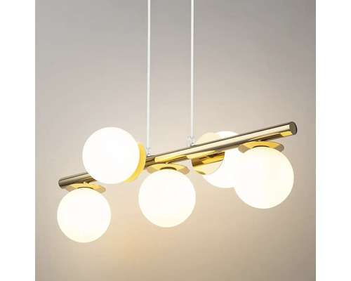 Lumină suspendată cu cinci becuri în formă de bilă