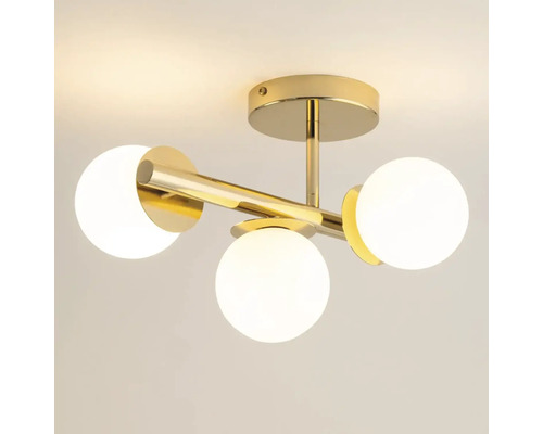 Lumină de tavan cu trei abajururi sferice