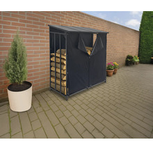 Raft de depozitare a lemnelor cu husă pentru depozitarea exterioară a lemnului de foc.