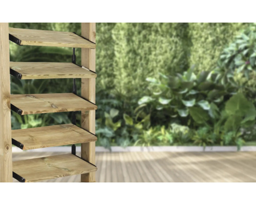 Raft din lemn cu patru niveluri pentru exterior