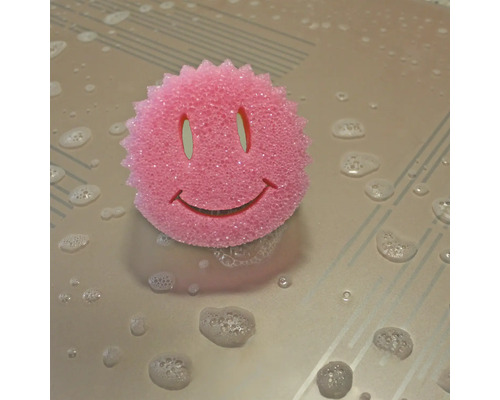 Burete de spălat vase roz cu față