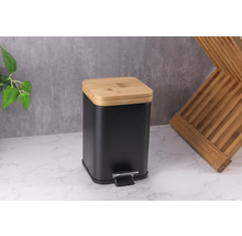 Coș de gunoi cu capac din bambus și pedală