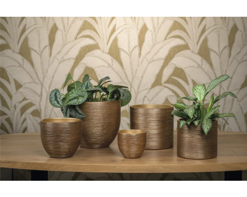 Vaze de flori ceramice de diferite dimensiuni pe o masă