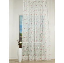 Șaluri decorative cu model floral în fața ferestrei