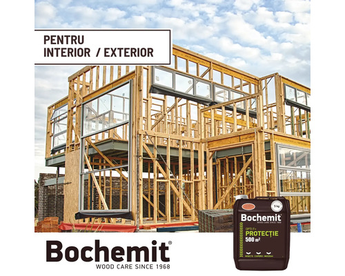 Casă din lemn în construcție cu produs de protecție a lemnului Bochemit pentru interior și exterior