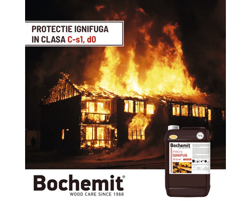 Casă în flăcări cu substanță ignifugă Bohemit în prim-plan