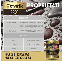 Informații despre produsul de protecție a lemnului Estetik Profi: Proprietăți, acoperire, timpi de uscare, nu crapă, nu se exfoliază