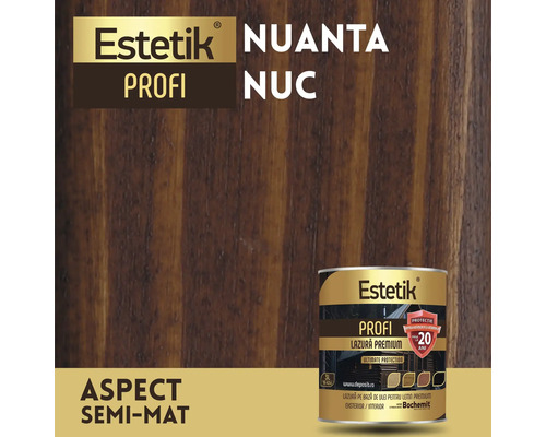 Lazura pentru lemn Estetik Profi Nuc cu aspect semi-mat