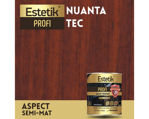 Lazura premium pentru protecția lemnului Estetik Profi, pentru exterior și interior