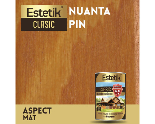 Lazura pentru lemn Estetik Clasic, nuanta pin, aspect mat
