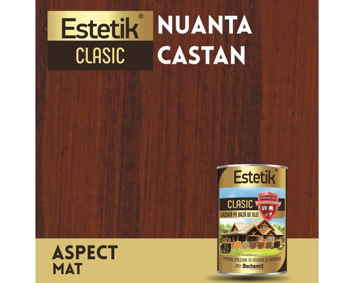 Lazură pentru lemn Estetik Castan, clasică, pentru interior și exterior