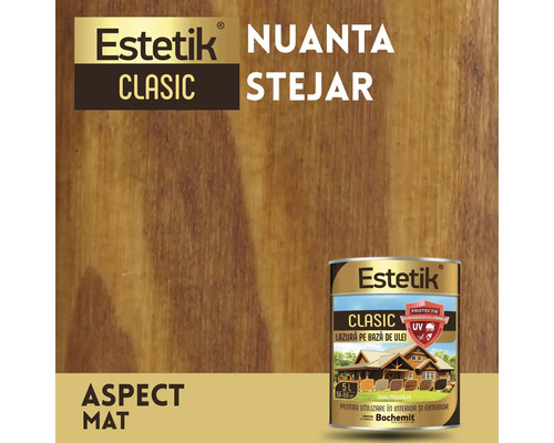Lazură pentru lemn Estetik, nuanța stejar, aspect mat