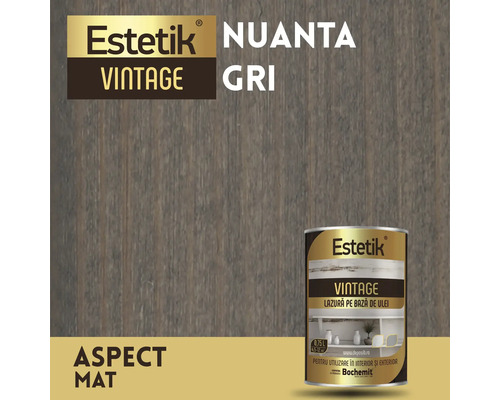 Lazura de lemn Estetik Vintage, nuanță gri