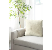 Pernă decorativă pe o canapea lângă o plantă de apartament