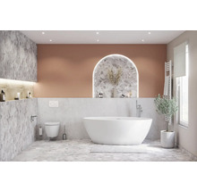 Baie modernă cu cadă independentă, toaletă și calorifer