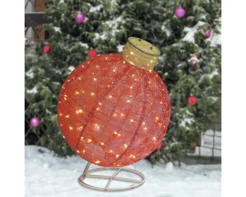 Glob decorativ roșu de Crăciun cu iluminare pentru exterior