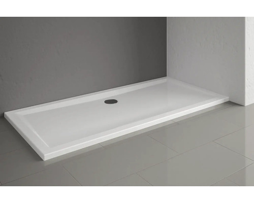 Cădiță de duș dreptunghiulară din acril cu set de scurgere