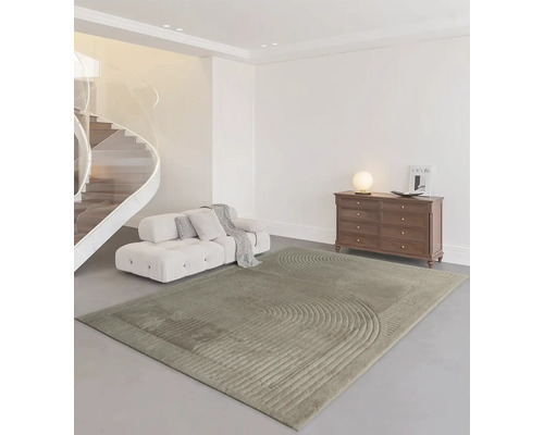 Living modern cu covor, canapea și comodă