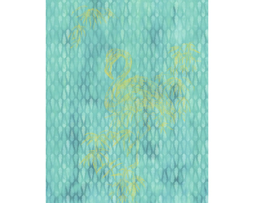 Fototapet vlies 6042A-VD2A Wild Flamingo 200x250 cm Tapet cu model flamingo și bambus