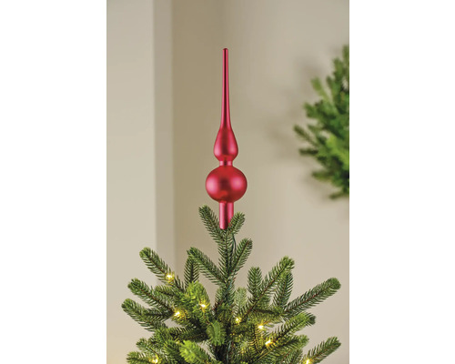 Vârf brad Lafiora sticlă roșu mat Vârf de brad pe bradul de Crăciun