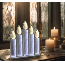 Lampa decorativă cu lumânări LED cu cinci lumânări pe masă