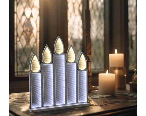 Lampa decorativă cu lumânări LED cu cinci lumânări pe masă