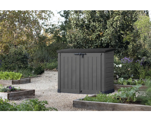 Dulap de grădină din plastic cu uși blocabile în grădină