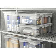 Raft cu cutii de depozitare transparente