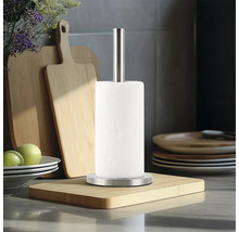 Suport pentru role de bucătărie din oțel inoxidabil cu rolă de hârtie pe scândură de lemn