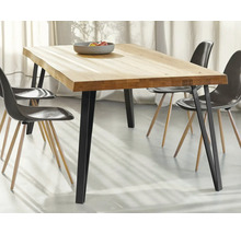 Masa de sufragerie cu blat din lemn și scaune în sufragerie