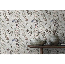 Tapet cu design botanic cu frunze într-un interior