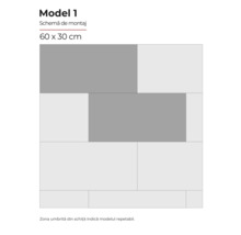 Model 1 schemă de montaj pentru plăci, 60 x 30 centimetri
