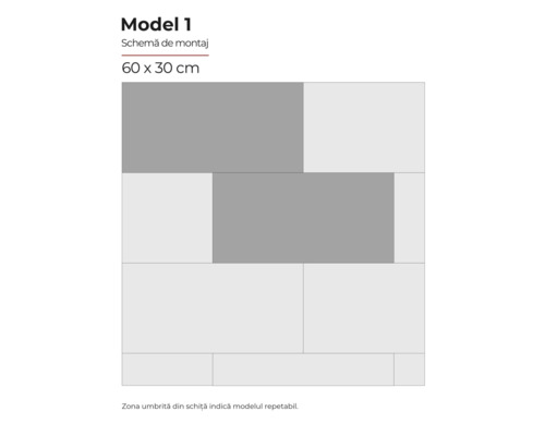 Model 1 schemă de montaj pentru plăci, 60 x 30 centimetri