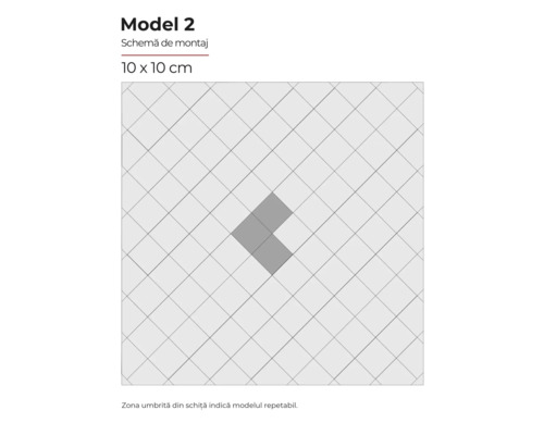 Schema de montaj pentru plăci ceramice, model 2, 10 x 10 cm