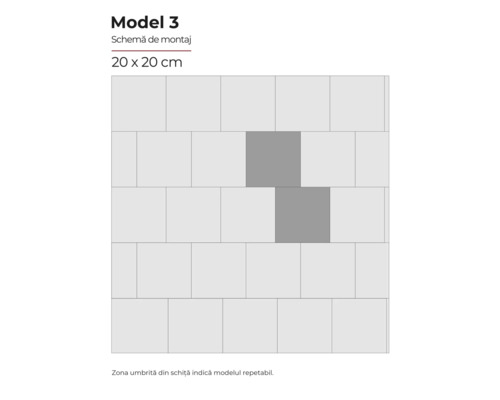 Schema de montaj Modelul 3 pentru plăci de 20 pe 20 centimetri