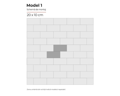 Modelul 1 schema de montaj pentru gresie 20 x 10 cm
