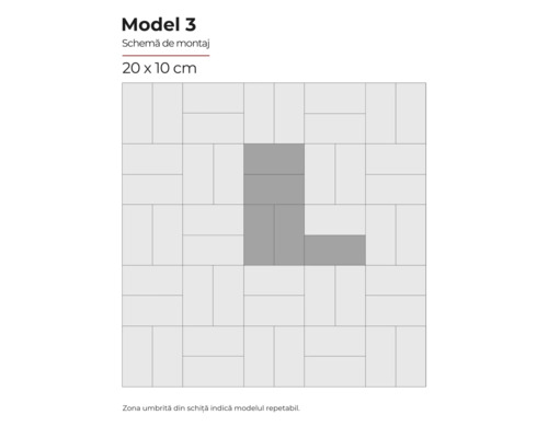 Schema de montaj Model 3, dimensiune placă ceramică 20 x 10 cm