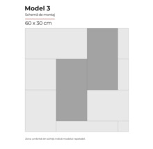 Modelul 3 schema de montaj pentru plăci de podea, 60 x 30 cm