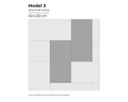 Modelul 3 schema de montaj pentru plăci de podea, 60 x 30 cm