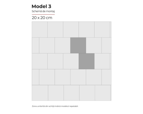 Schema de montaj Modelul 3 cu aranjament plăci ceramice 20 x 20 cm
