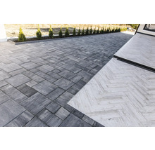 Spațiu exterior cu pavele și plăci cu model herringbone