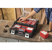 Cutie de scule Pattfield umplută cu capac transparent și inserție roșie