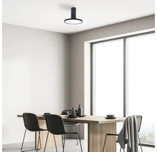 Sufragerie cu masă, scaune și plafonieră rotundă