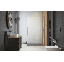 Baie modernă cu duș, chiuvetă, oglindă și toaletă