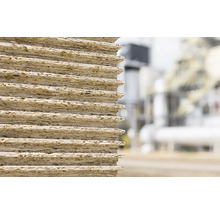 Stivă de plăci din fibre de lemn pentru amenajări interioare