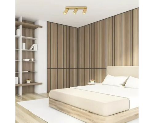 Dormitor cu pat, raft și plafonieră