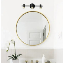 Baie cu oglindă rotundă, aplică și chiuvetă