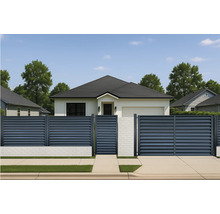 Casă cu gard modern din lamele orizontale